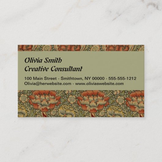 Carte De Visite William Morris Wandle Anglais Floral Damask Design (Devant)