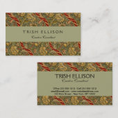 Carte De Visite William Morris Wandle Anglais Floral Damask Design (Devant / Derrière)