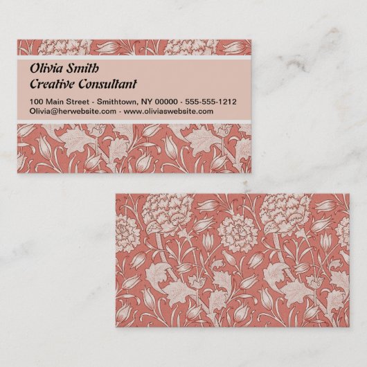 Carte De Visite William Morris Wild Tulip Classique Conception Vic (Devant / Derrière)