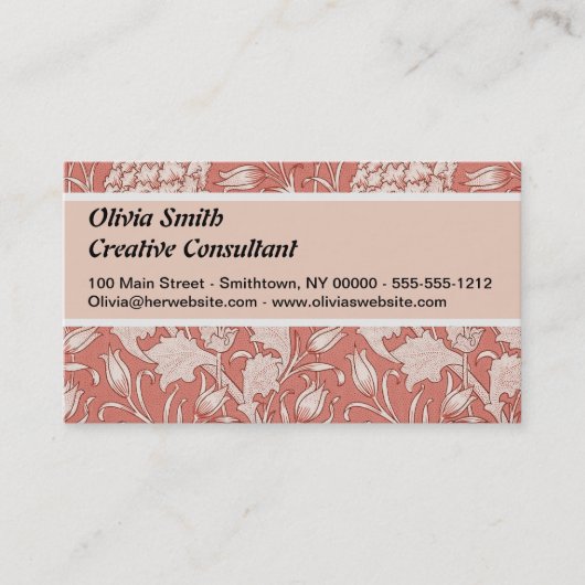 Carte De Visite William Morris Wild Tulip Classique Conception Vic (Devant)