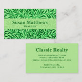 Carte De Visite William Morris Willow Motif, Light Jade Green (Devant / Derrière)