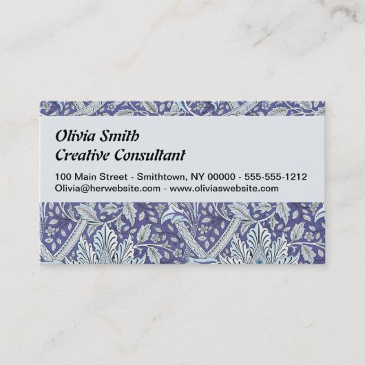 Carte De Visite William Morris Windrush fleurs bleues (Devant)