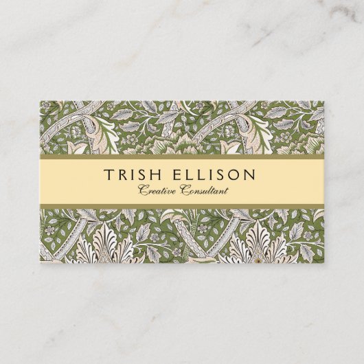 Carte De Visite : William Morris Windrush Motif Vert : Vintage (Devant)