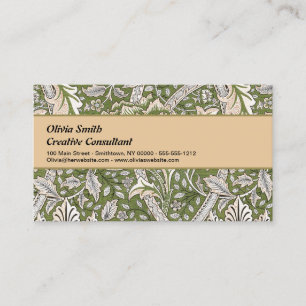 Carte De Visite : William Morris Windrush Motif Vert : Vintage