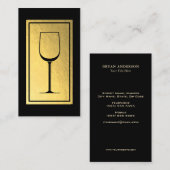 Carte De Visite Win Bartender Sommelier Faux Gold Foil (Devant / Derrière)