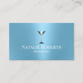 Carte De Visite Win Bartender Sommelier Moderne Bleu clair (Devant)