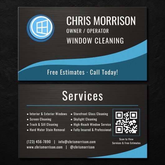Carte De Visite Window Cleaning QR Code Metallic