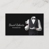 Carte De Visite Wine Bartender Professional Sommelier Classy Noir (Devant)