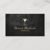 Carte De Visite Wine Bartender Sommelier moderne Noir & Or (Devant)
