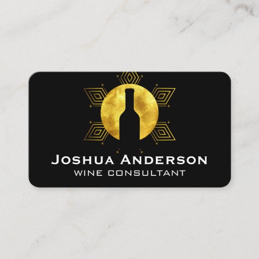 Carte De Visite Wine Bottle | Gold Pattern (Devant)