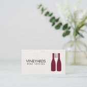 Carte De Visite Wine Bottles Fork Logo (Debout devant)