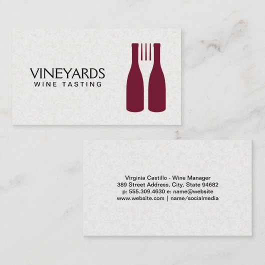 Carte De Visite Wine Bottles Fork Logo (Devant / Derrière)
