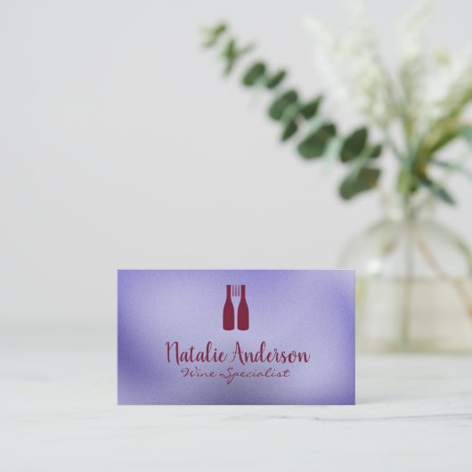 Carte De Visite Wine Bottles Fork Logo | Vineyard (Debout devant)