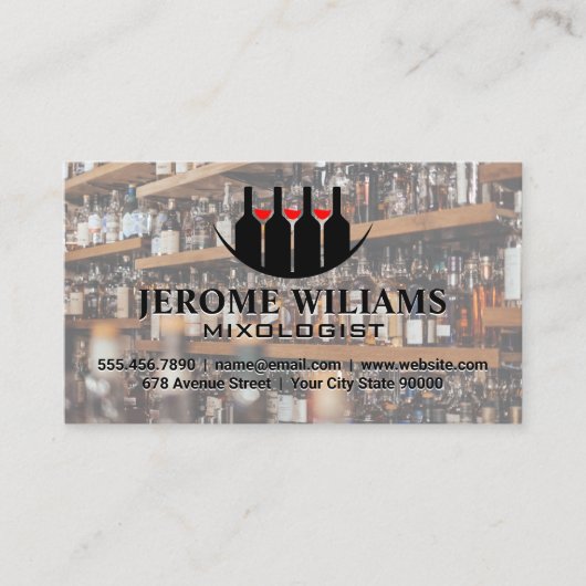 Carte De Visite Wine Bottles Logo | Mixologist (Devant)