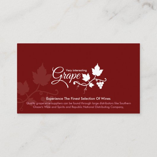 Carte De Visite Wine Company, Grape wine suppliers, Wine (Dos)