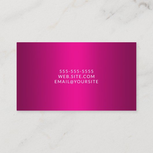 Carte De Visite Wine Hot Pink Ombre Élégant Script (Dos)