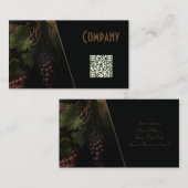 Carte De Visite Winery Wine crapes bottled with QR on black design (Devant / Derrière)