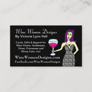 Carte De Visite WineWomenDesigns.com comportant la renarde de vin