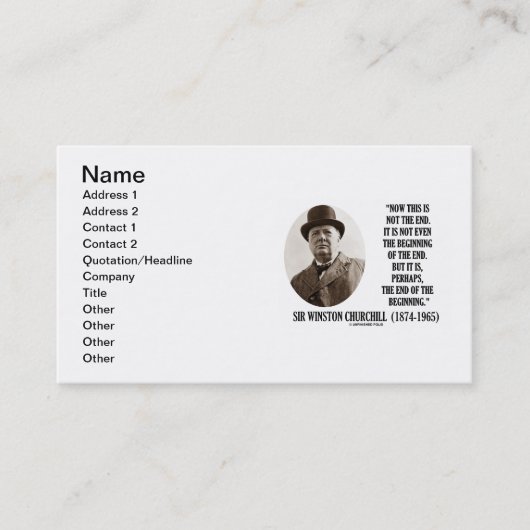 Carte De Visite Winston Churchill pas la fin d'extrémité du début (Devant)