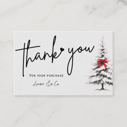 Carte De Visite Winter Pine Tree Thank You Card (Devant)