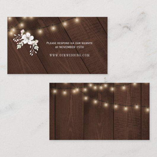 Carte De Visite Winter Rustic Wood Site Mariage RSVP Insérer (Devant / Derrière)