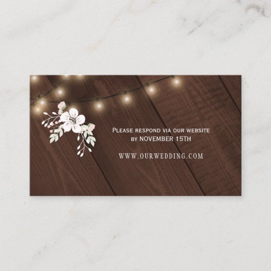 Carte De Visite Winter Rustic Wood Site Mariage RSVP Insérer (Devant)
