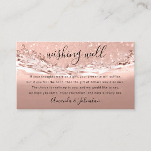 Carte De Visite Wishing Well for Mariage Dollar Cadeau Rose argent
