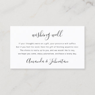 Carte De Visite Wishing Well For Mariage Sterling Cadeau argent bl