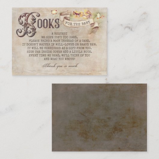 Carte De Visite Wizard Lettres Livres Magiques Pour Baby Request C (Devant / Derrière)