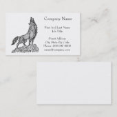 Carte De Visite Wolf Howling au dessin de silhouette de la lune (Devant / Derrière)