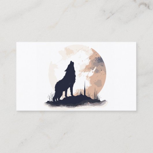 Carte De Visite Wolf Wolves Head Logo Animal Howling Moon (Dos)