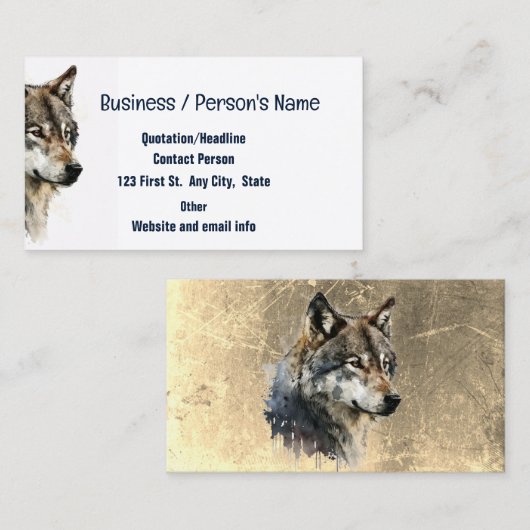 Carte De Visite Wolf Wolves Head Logo Animaux Nature (Devant / Derrière)