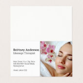 Carte De Visite Woman Enjoying Spa | Flower Petals (Extérieur déplié)