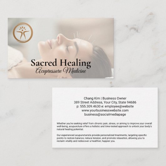 Carte De Visite Woman Getting Acupuncture | Eastern Healing (Devant / Derrière)