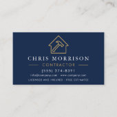 Carte De Visite Wood Building Construction Contractor Navy Blue (Devant)