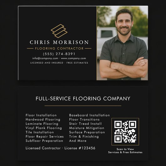 Carte De Visite Wood Flooring Contractor Photo QR Code