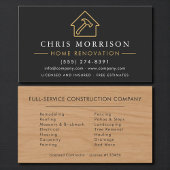 Carte De Visite Wood Home Improvement Black Gold QR Code