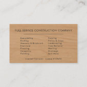 Carte De Visite Wood Home Improvement Black Gold QR Code (Dos)