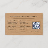 Carte De Visite Wood QR Code Carpentry Carpenter Service (Dos)