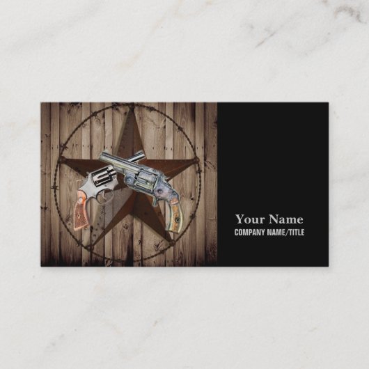 Carte De Visite Woodgrain texas star cowboy western country pistol (Devant)