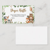 Carte De Visite Woodland Baby Shower Diaper Raffle (Devant / Derrière)