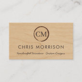 Carte De Visite Woodworker Rustic Wood Monogram Professional (Devant)