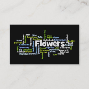 Carte de visite Word Cloud Flowers