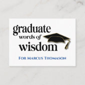 Carte De Visite Words of Wisdom Advice Card for Graduation (Devant)
