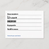 Carte De Visite Words of Wisdom Advice Card for Graduation (Dos)