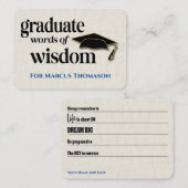 Carte De Visite Words of Wisdom Advice Card for Graduation (Devant / Derrière)