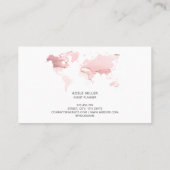 Carte De Visite World Map Agate Pink event Planner Travel Blogger (Dos)