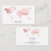 Carte De Visite World Map Agate Pink event Planner Travel Blogger (Devant / Derrière)