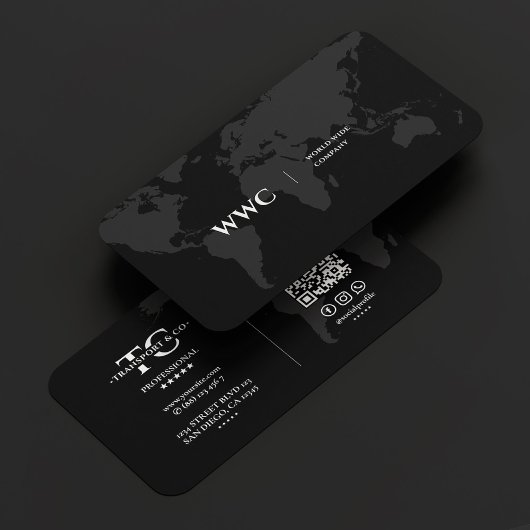 Carte De Visite World Map Company Monogram Black Grey