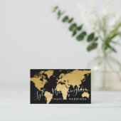 Carte De Visite World Map Gold et Black Travel (Debout devant)